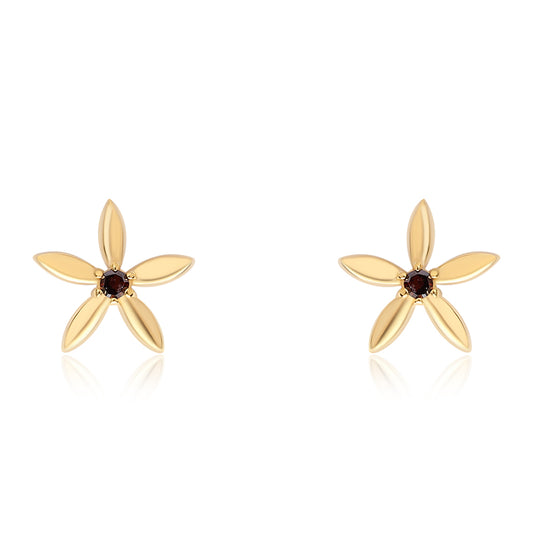 Arannyal Bevont Ezüst Fülbevaló Vörös Gyémánttal