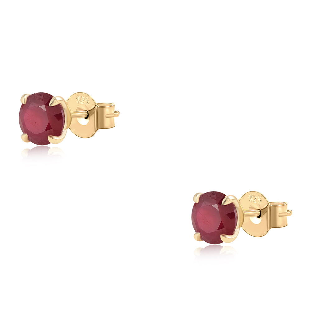 Arannyal Bevont Ezüst Fülbevaló Mozambiquei Rubinnal 1 