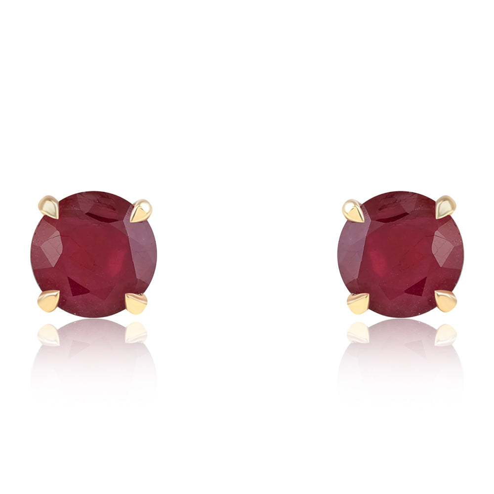 Arannyal Bevont Ezüst Fülbevaló Mozambiquei Rubinnal