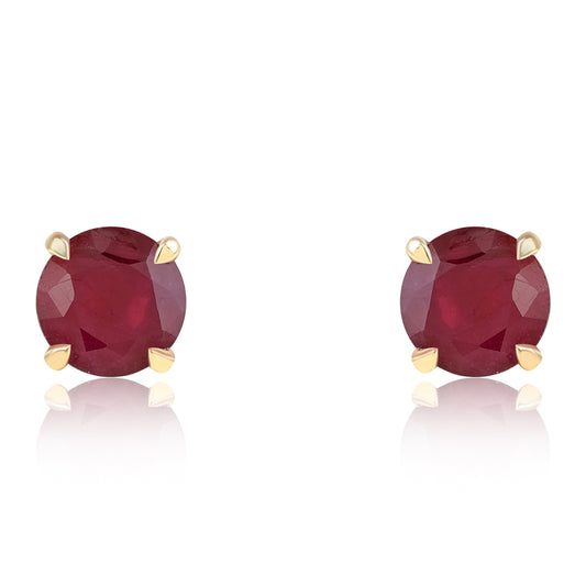 Arannyal Bevont Ezüst Fülbevaló Mozambiquei Rubinnal