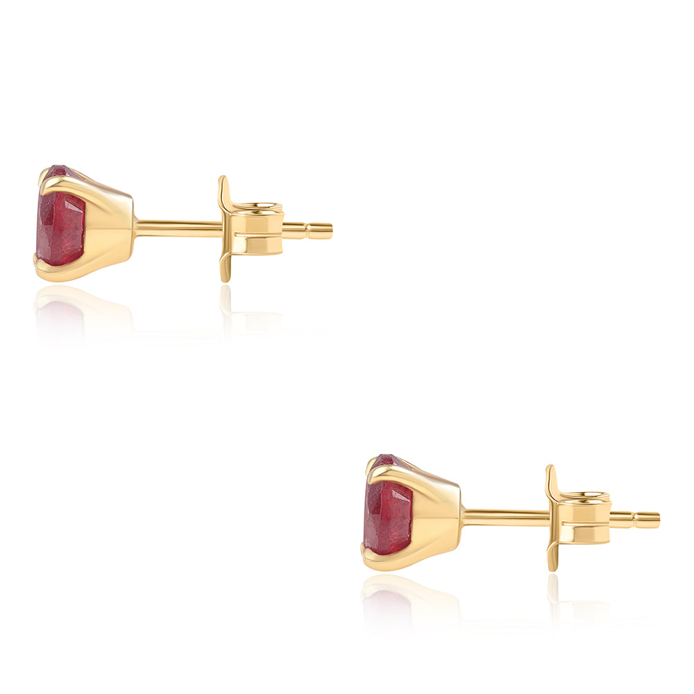 Arannyal Bevont Ezüst Fülbevaló Mozambiquei Rubinnal 3 