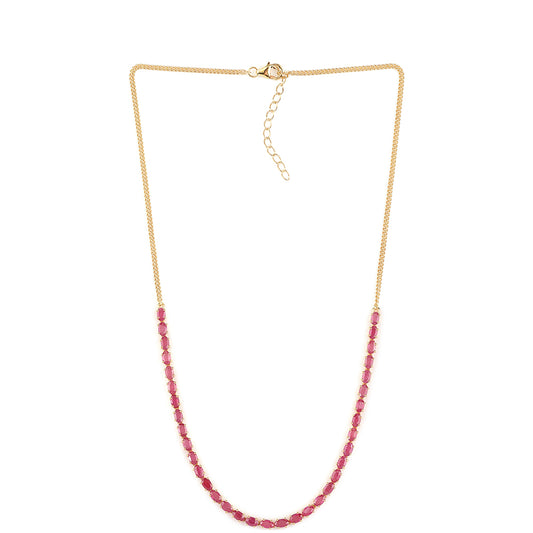 Arannyal Bevont Ezüst Nyaklánc Mozambiquei Rubinnal