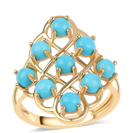 Arannyal Bevont Ezüst Gyűrű Csipkerózsika Türkizzel