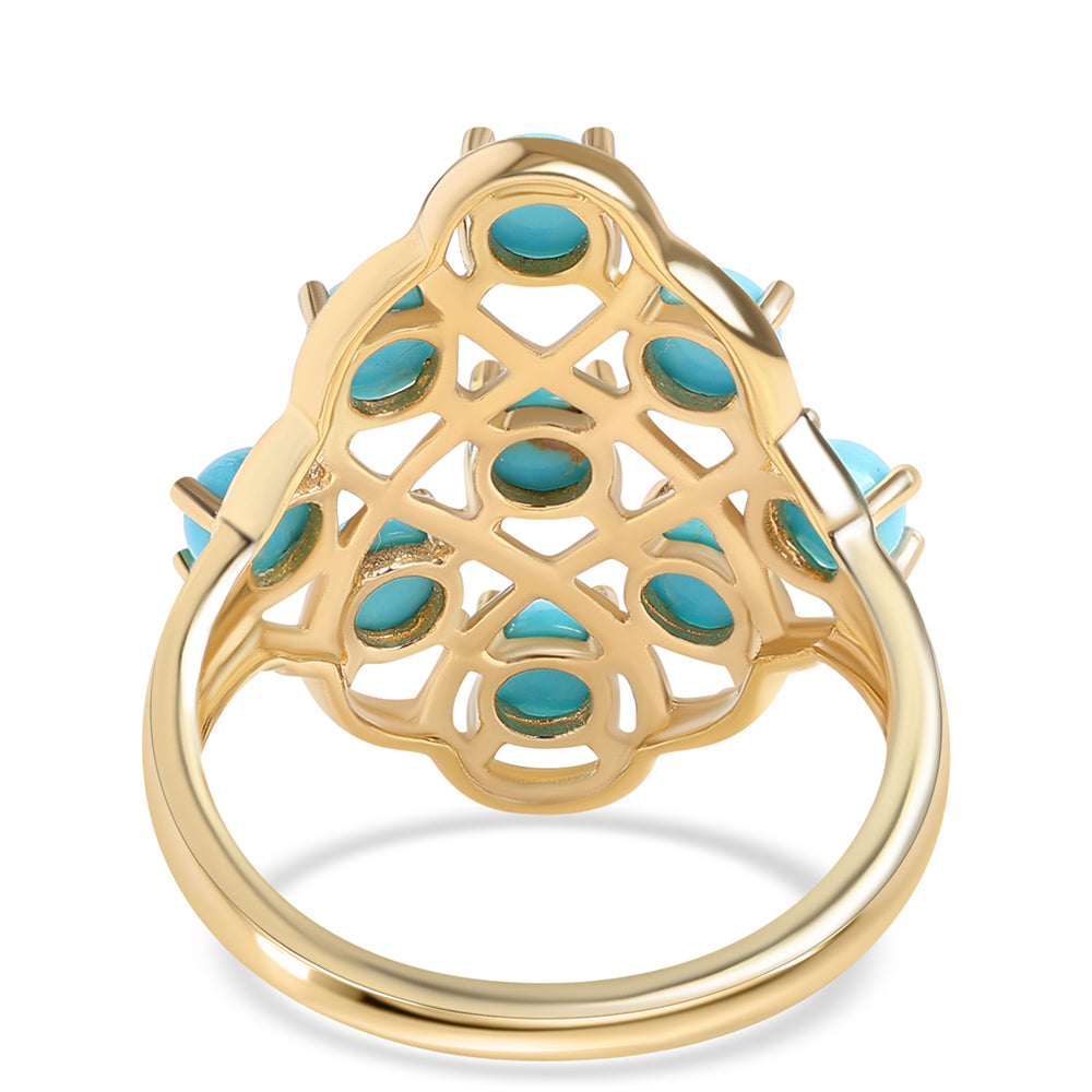 Arannyal Bevont Ezüst Gyűrű Csipkerózsika Türkizzel 2 