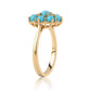 Arannyal Bevont Ezüst Gyűrű Csipkerózsika Türkizzel és Fehér Topázzal