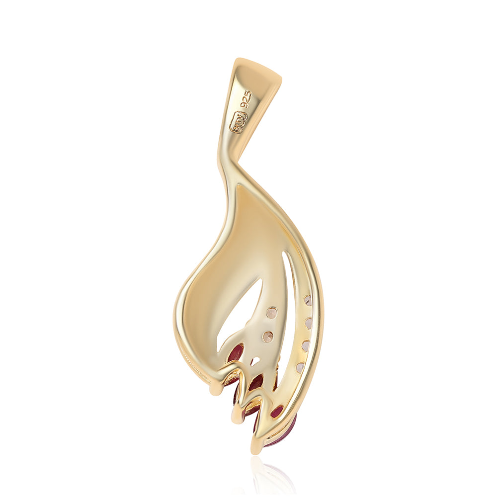 Arannyal Bevont Ezüst Medál Mozambiquei Rubinnal és Fehér Topázzal 3 