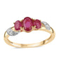 Arannyal Bevont Ezüst Gyűrű Mozambiquei Rubinnal és Fehér Topázzal