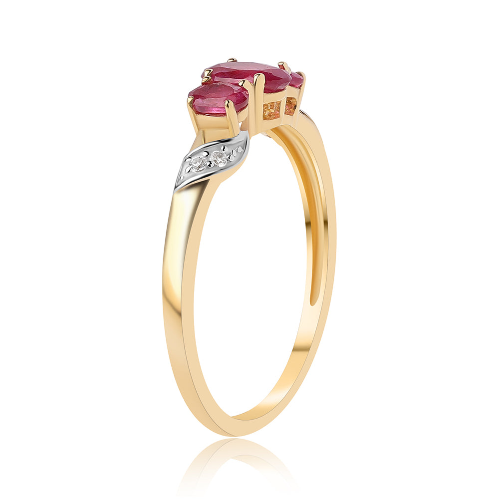 Arannyal Bevont Ezüst Gyűrű Mozambiquei Rubinnal és Fehér Topázzal