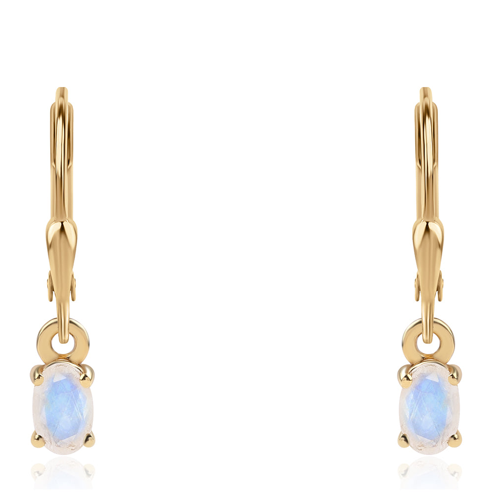 Arannyal Bevont Ezüst Fülbevaló "AA" Osztályú Szivárvány Holdkővel