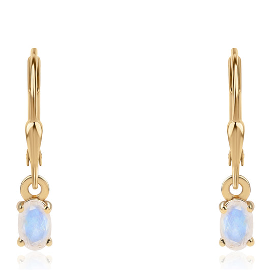 Arannyal Bevont Ezüst Fülbevaló "AA" Osztályú Szivárvány Holdkővel