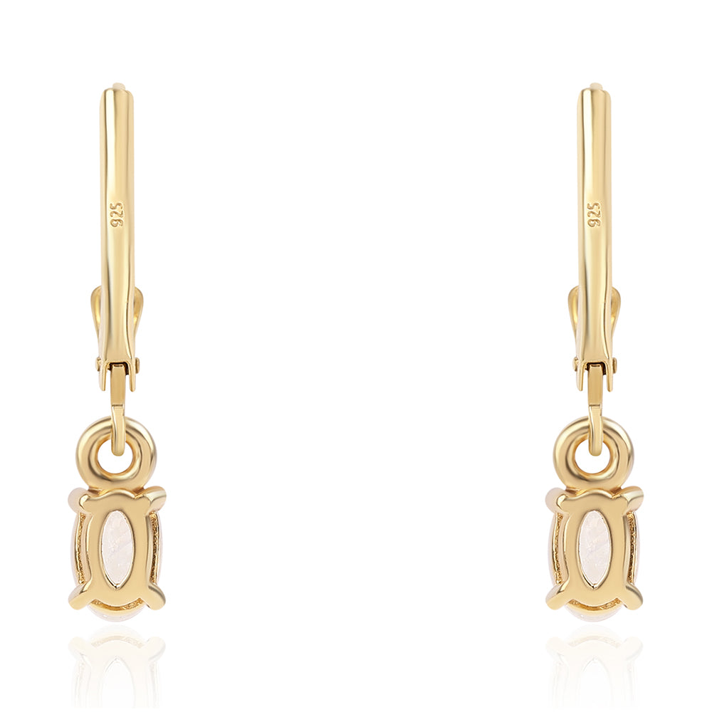 Arannyal Bevont Ezüst Fülbevaló "AA" Osztályú Szivárvány Holdkővel