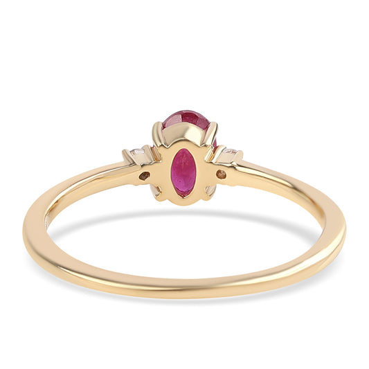 Arannyal Bevont Ezüst Gyűrű Mozambiquei Rubinnal és Fehér Topázzal