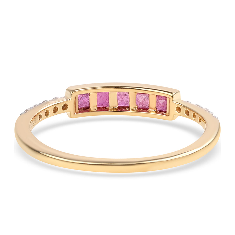 Arannyal Bevont Ezüst Gyűrű Mozambiquei Rubinnal és Fehér Topázzal 2 