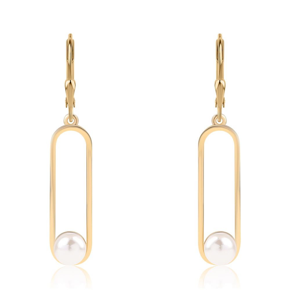 Arannyal Bevont Ezüst Fülbevaló Fehér Édesvízi Kagylógyönggyel 2 