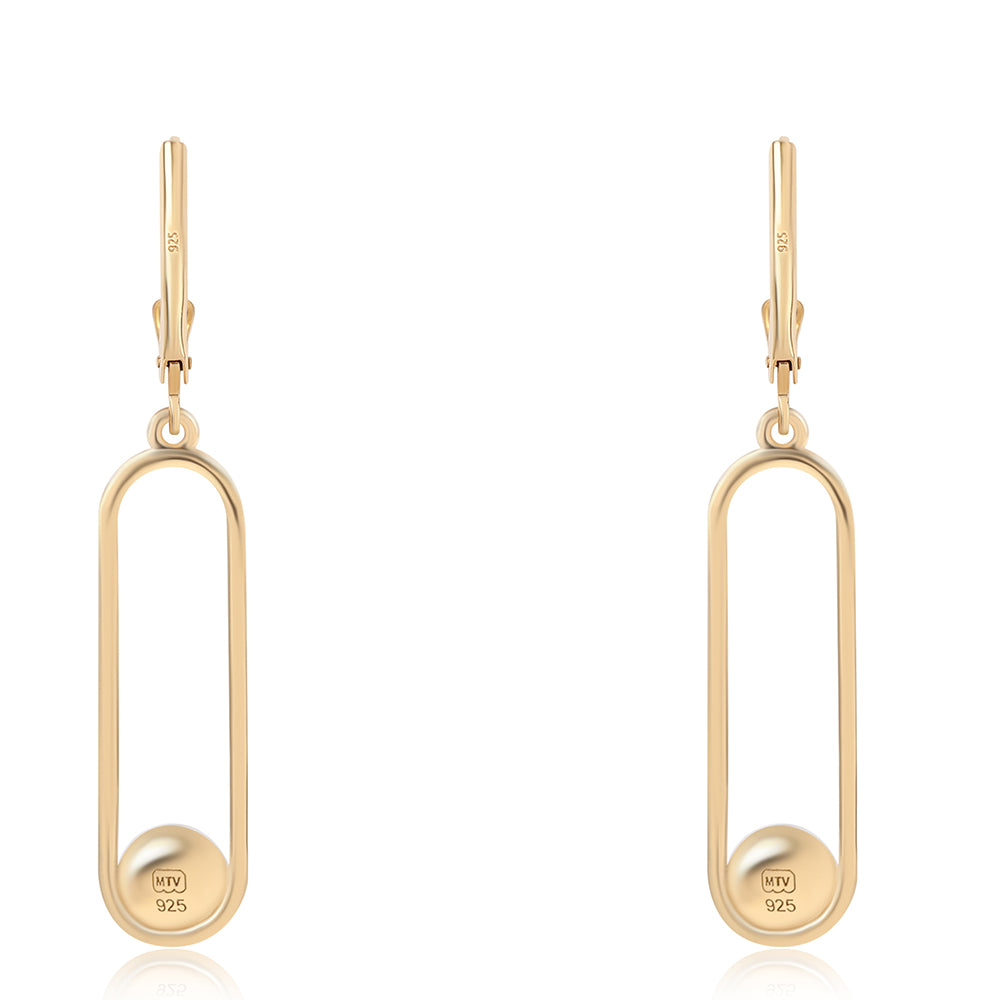 Arannyal Bevont Ezüst Fülbevaló Fehér Édesvízi Kagylógyönggyel