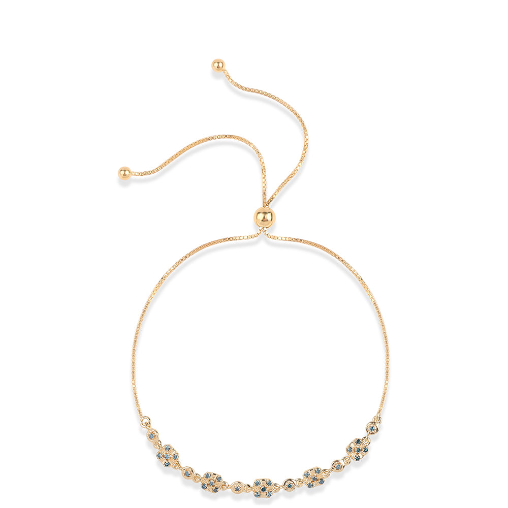 Arannyal Bevont Ezüst Karkötő Kék Gyémánttal