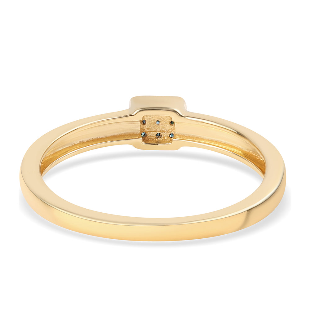 Arannyal Bevont Ezüst Gyűrű Kék Gyémánttal 2 