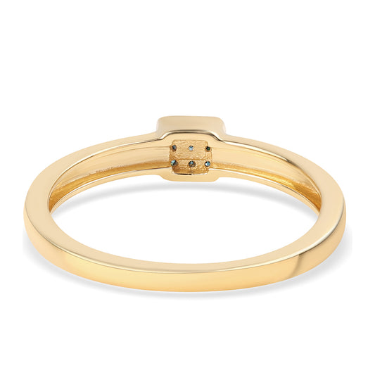 Arannyal Bevont Ezüst Gyűrű Kék Gyémánttal