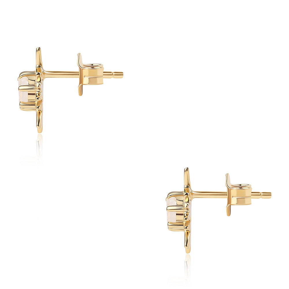 Arannyal Bevont Ezüst Fülbevaló "AA" Osztályú Szivárvány Holdkővel 3 