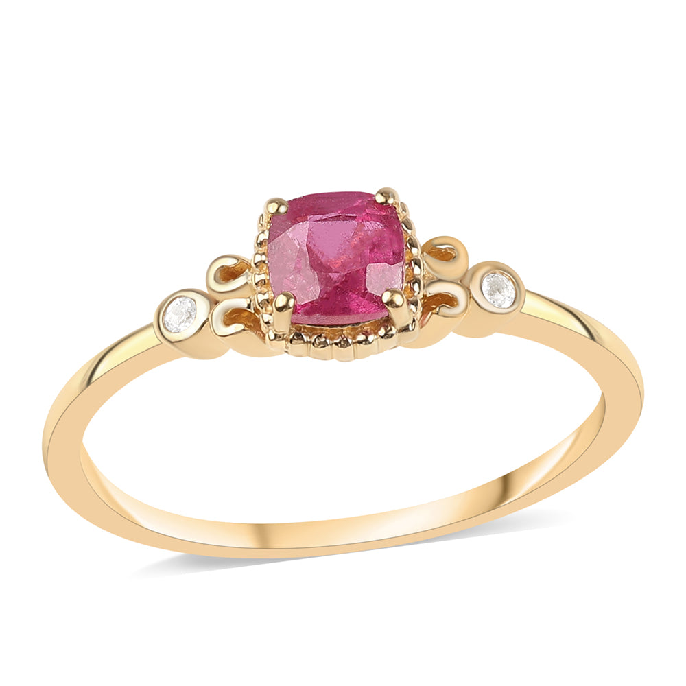 Arannyal Bevont Ezüst Gyűrű Mozambiquei Rubinnal és Fehér Topázzal 1 