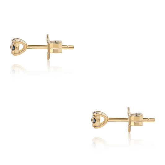 Arannyal Bevont Ezüst Fülbevaló Kék Gyémánttal