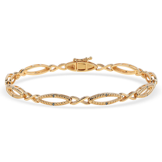 Arannyal Bevont Ezüst Karkötő Kék Gyémánttal