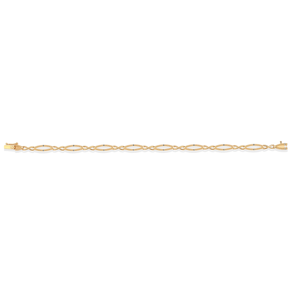 Arannyal Bevont Ezüst Karkötő Kék Gyémánttal 2 