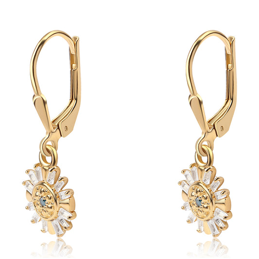 Arannyal Bevont Ezüst Fülbevaló Kék Gyémánttal és Fehér Topázzal