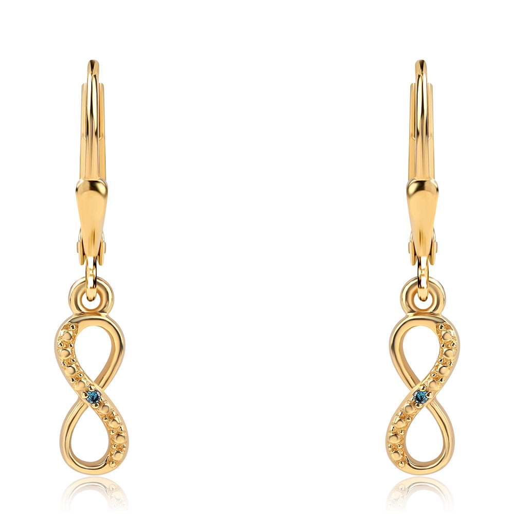 Arannyal Bevont Ezüst Fülbevaló Kék Gyémánttal