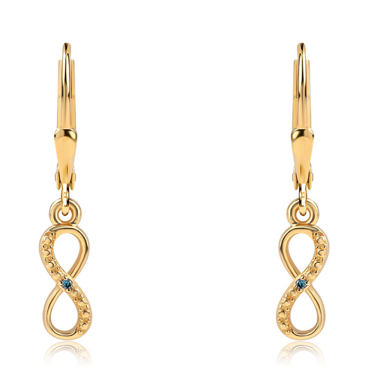 Arannyal Bevont Ezüst Fülbevaló Kék Gyémánttal