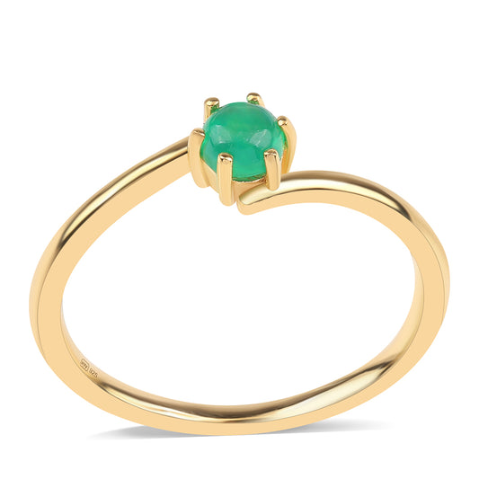 Arannyal Bevont Ezüst Gyűrű Lega Dembi Zöld Etiópiai Opállal