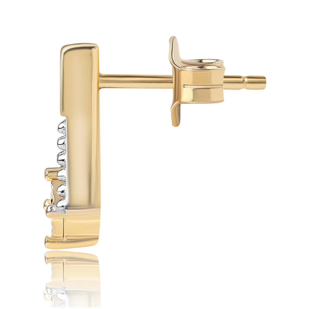 Arannyal Bevont Ezüst Fülbevaló Kék Gyémánttal