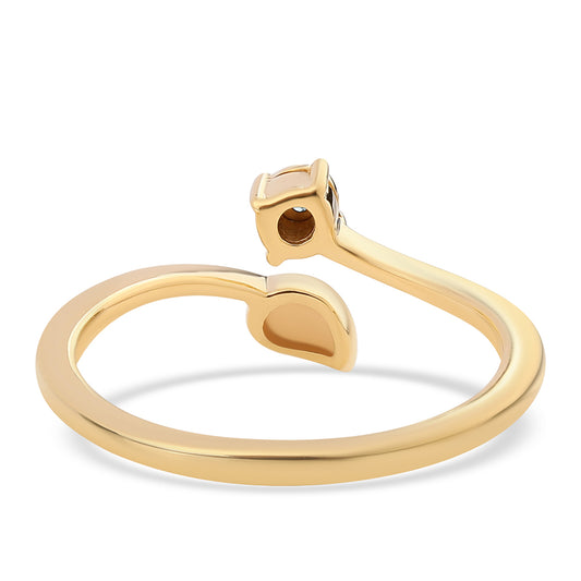 Arannyal Bevont Ezüst Gyűrű Kék Gyémánttal