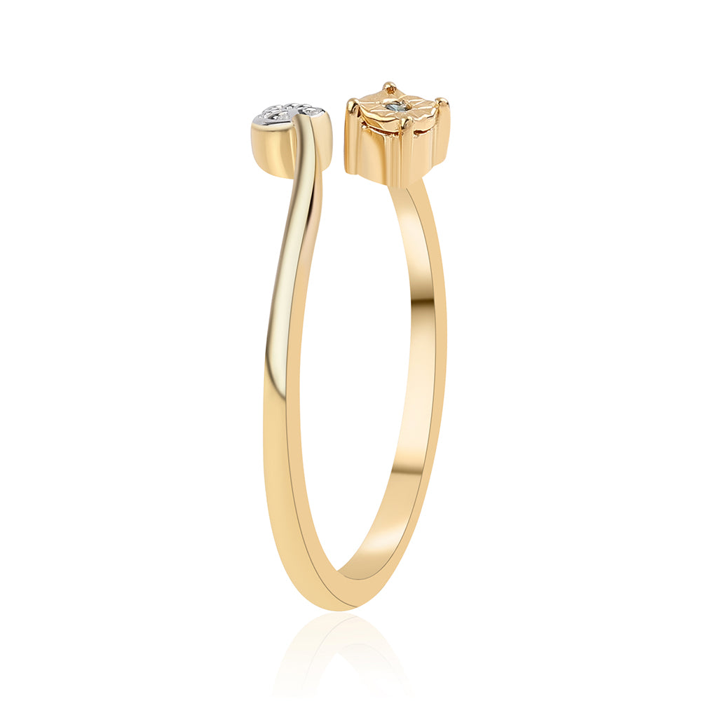 Arannyal Bevont Ezüst Gyűrű Kék Gyémánttal 3 