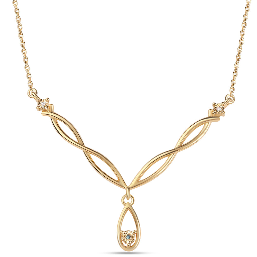 Arannyal Bevont Ezüst Nyaklánc Kék Gyémánttal és Fehér Gyémánttal 1 