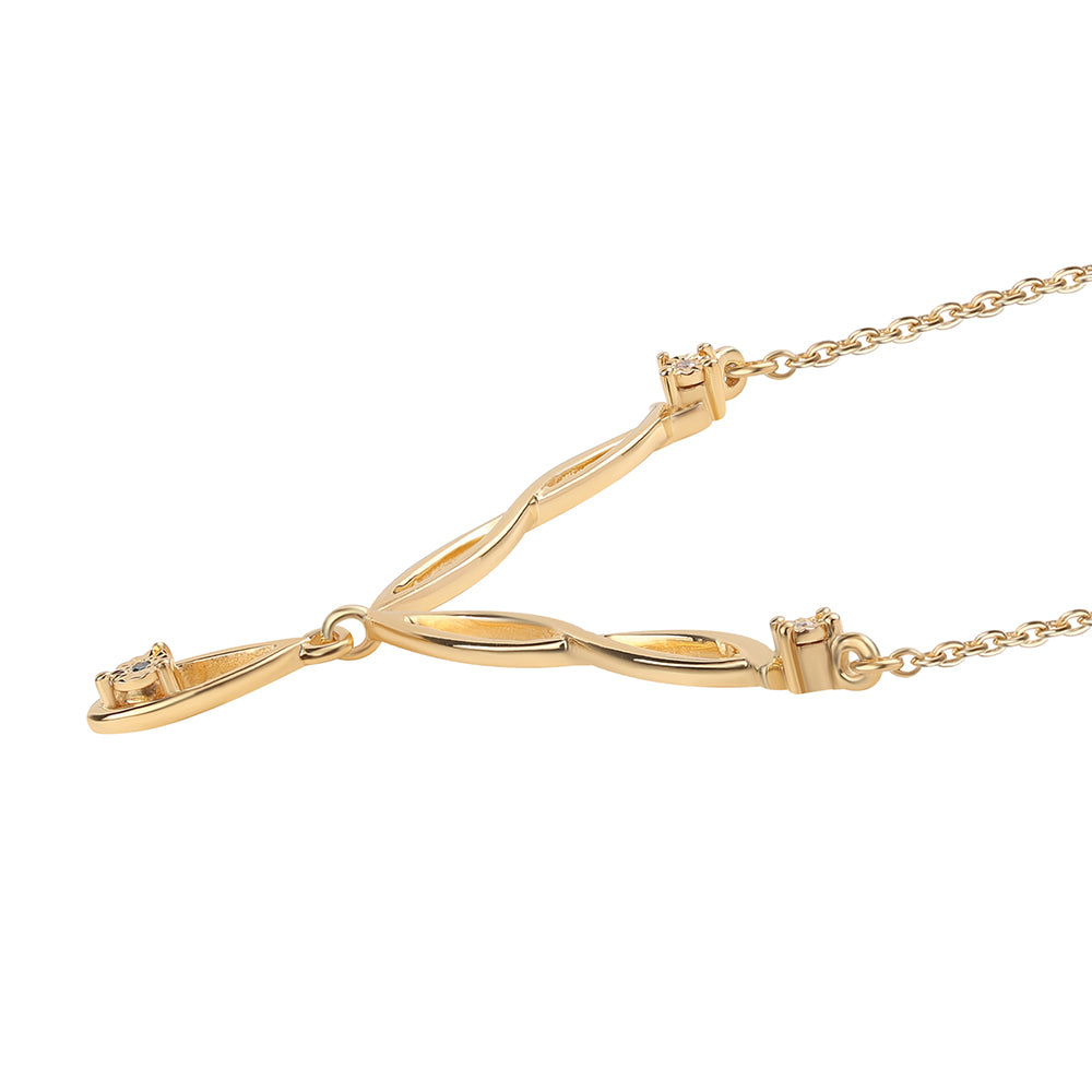 Arannyal Bevont Ezüst Nyaklánc Kék Gyémánttal és Fehér Gyémánttal 2 