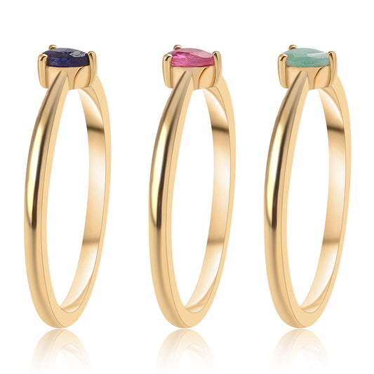 Arannyal Bevont Ezüst Szett Thai Rubinnal és Brazil Smaragddal ( Gyűrű )