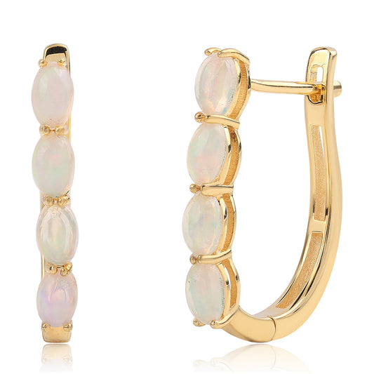 Arannyal Bevont Ezüst Fülbevaló Etiópiai Opállal