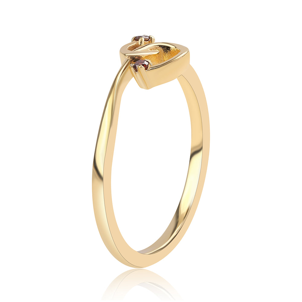 Arannyal Bevont Ezüst Gyűrű Vörös Gyémánttal 3 