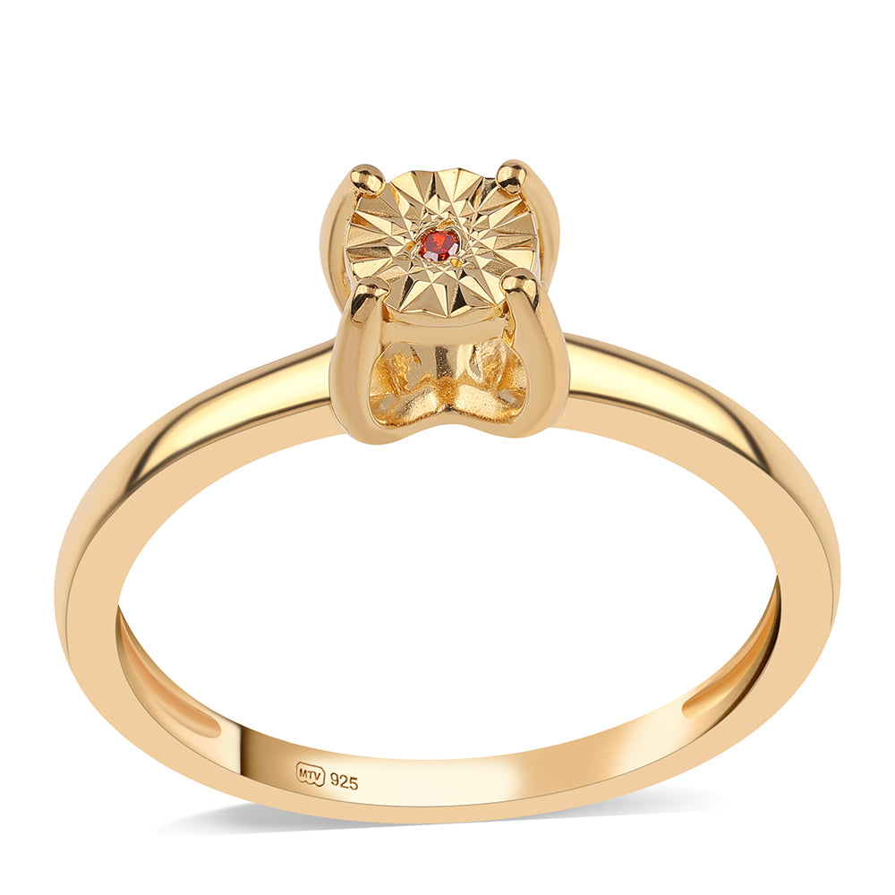 Arannyal Bevont Ezüst Szett Vörös Gyémánttal ( Fülbevaló+Gyűrű+Medál ) 5 