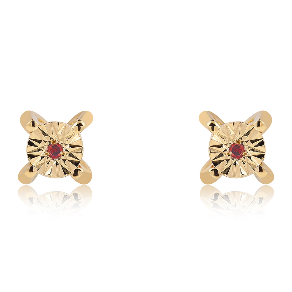 Arannyal Bevont Ezüst Szett Vörös Gyémánttal ( Fülbevaló+Gyűrű+Medál ) 4 