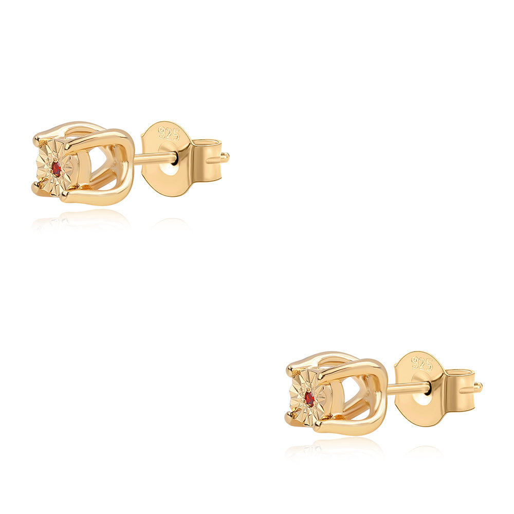 Arannyal Bevont Ezüst Szett Vörös Gyémánttal ( Fülbevaló+Gyűrű+Medál ) 6 