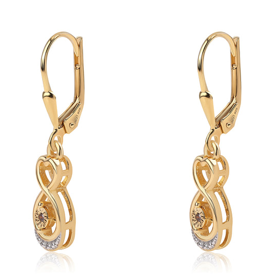 Arannyal Bevont Ezüst Fülbevaló Vörös Gyémánttal