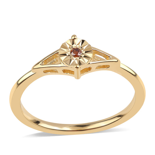 Arannyal Bevont Ezüst Gyűrű Vörös Gyémánttal