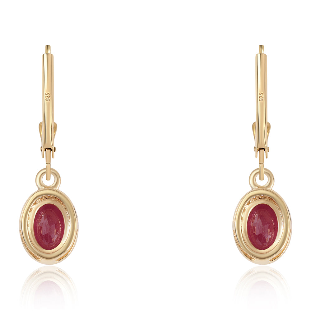 Arannyal Bevont Ezüst Szett Thai Rubinnal és Brazil Smaragddal