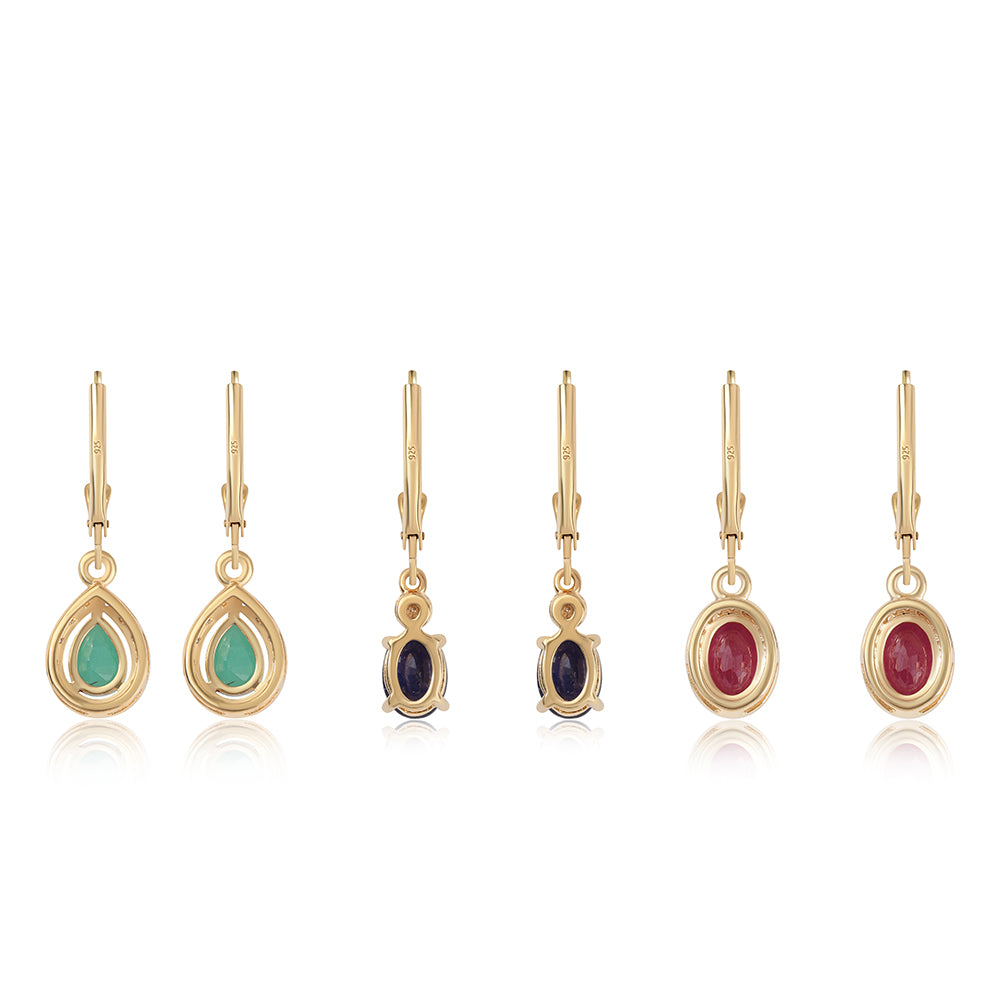 Arannyal Bevont Ezüst Szett Thai Rubinnal és Brazil Smaragddal 3 