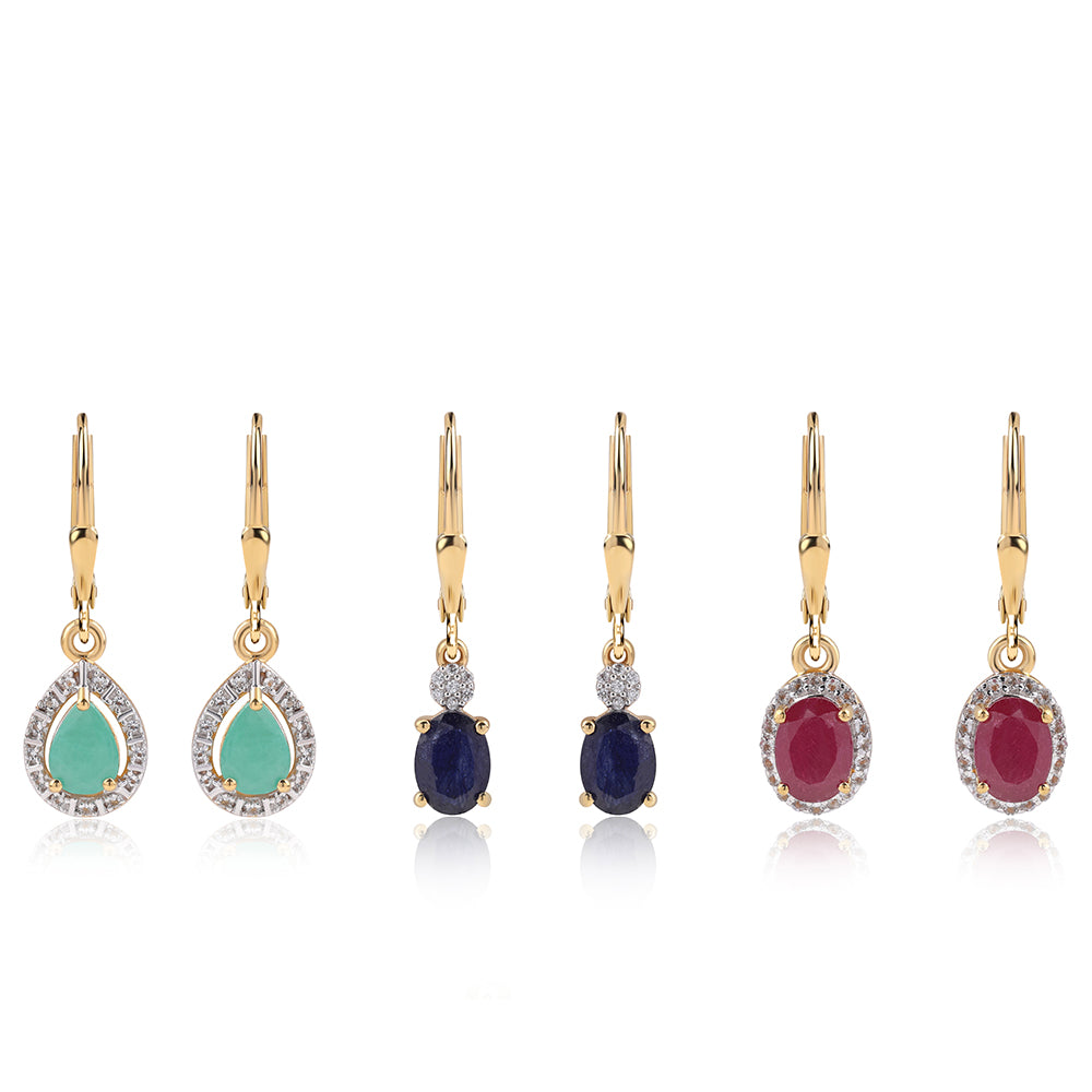 Arannyal Bevont Ezüst Szett Thai Rubinnal és Brazil Smaragddal 1 