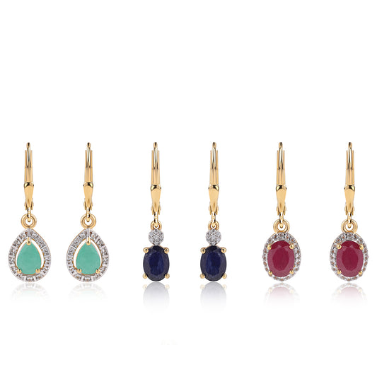 Arannyal Bevont Ezüst Szett Thai Rubinnal és Brazil Smaragddal