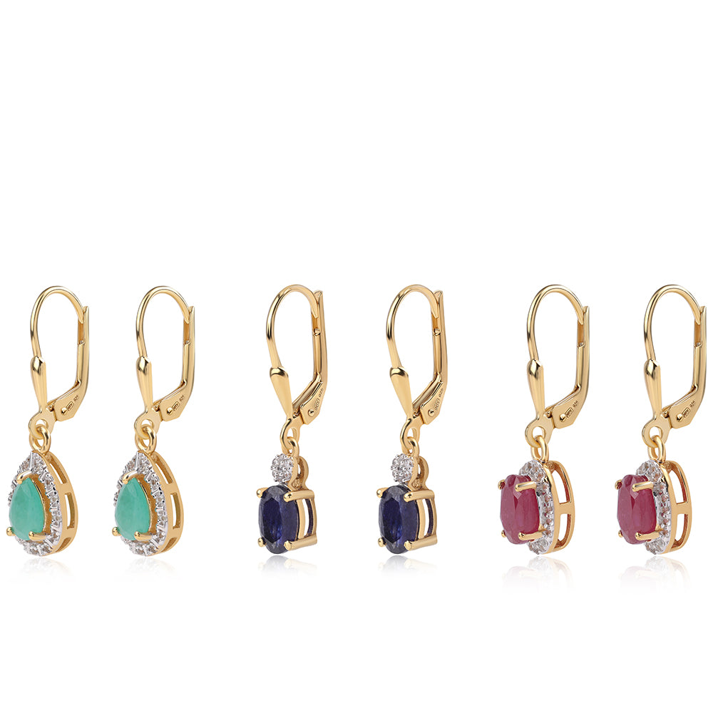 Arannyal Bevont Ezüst Szett Thai Rubinnal és Brazil Smaragddal 6 