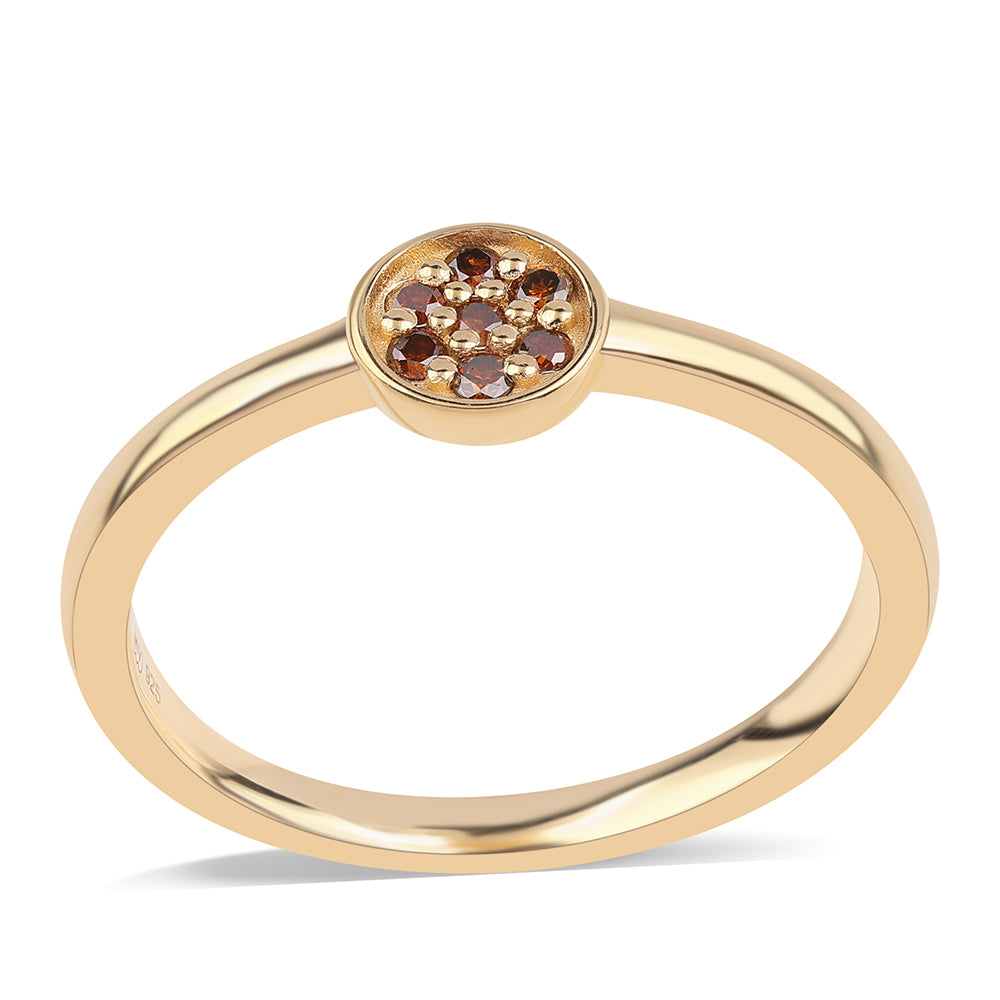 Arannyal Bevont Ezüst Gyűrű Vörös Gyémánttal